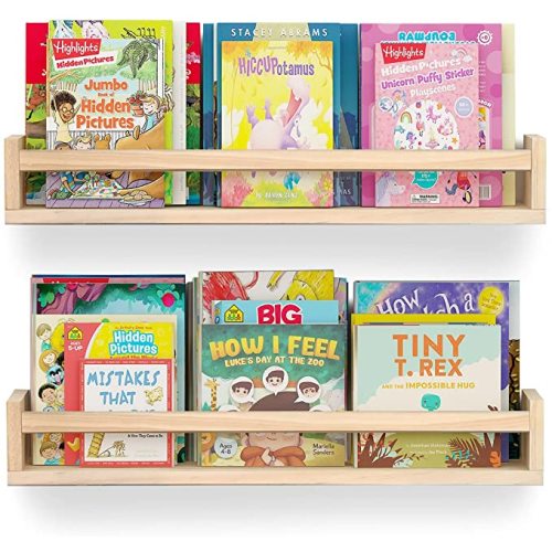 24 inch Nursery Book Shelves Set of 2, Wall Bookshelves for Kids, Perfect for Baby’s Room, Kitchen, Bedroom and Bathroom. (24inch)