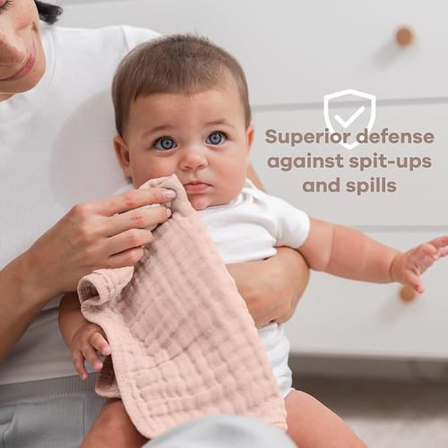 Comfy Cubs Muslin Burp Cloths 20" x 10", Pack of 10 - Large, 6-Layer, Ultra Absorbent 100% Cotton for Baby Drool and Messes - Soft, Safe & Gentle Baby Burp Cloths for Boys & Girls - Multi