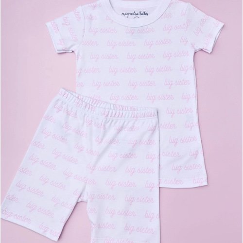 Magnolia Baby Girl Big Sister Print Short Pajamas