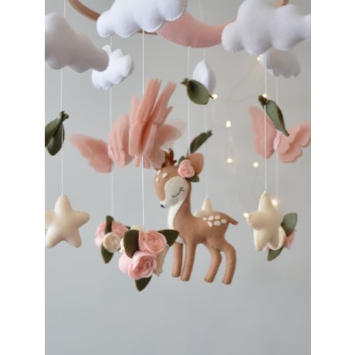 Deer Baby Mobile Girl. Butterflies Baby Mobile. Baby Shower - Etsy
