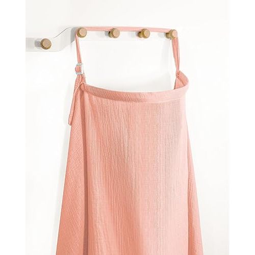 Muslin Nursing Cover for Breastfeeding,Breathable Breastfeeding Cover up with Arch Neckline for Women,Machine Washable & Dryer Safe Feeding Cover Up,43.3” x 25.6” (Light Pink)