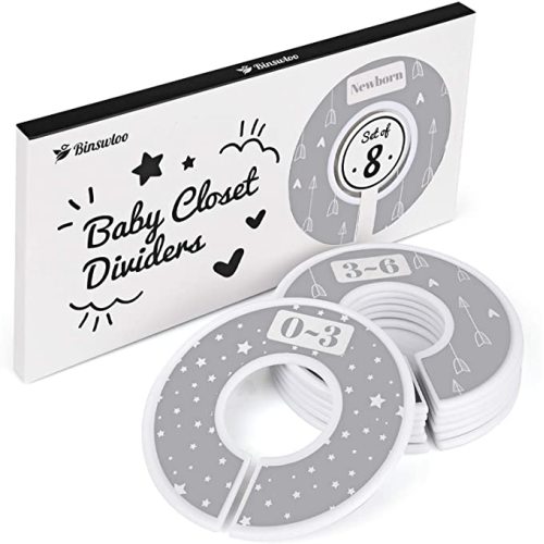 Binswloo Baby Closet Dividers for Baby Clothes, Unisex Baby Clothing Size Dividers Nursery Wardrobe Dividers Organizers, From Newborn to Toddlers, 8 Pack - Star
