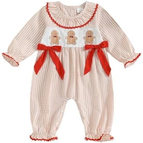 Baby Girl First Christmas Outfit My 1st Christmas Newborn Romper Long Sleeve Jumpsuit Infant Santa Outfit