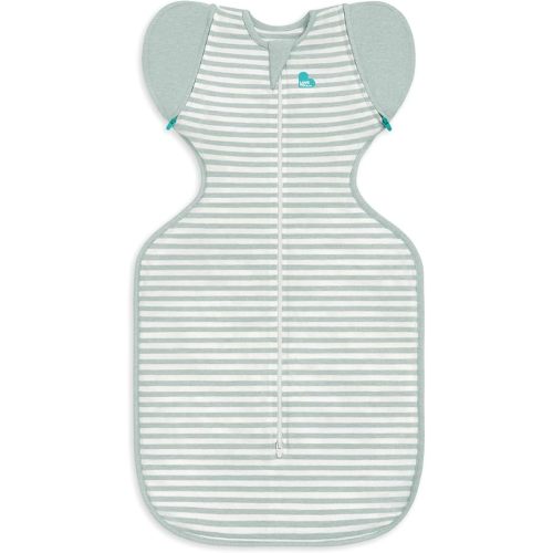 Love to Dream Transition Bag 0.2T Stretch Cotton Medium Large (8.5-11kg) Stage 2, Soft & Breathable, Lightweight for Comfortable Sleep, Ideal for Newborns, Stripe Print, Olive