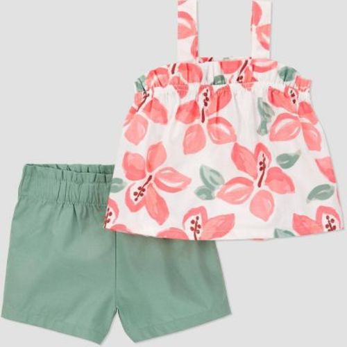 Carter's Just One You® Baby Girls' Tropical Floral - Green/White/Pink 9M