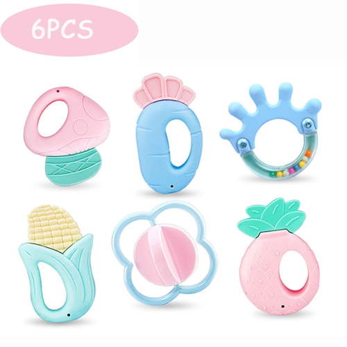 Chok 6Pcs Baby Rattle 0-12 Months Newborn Soft Bell, Teethers Hand Shaking Crib Mobile Ring Educational Toy For Children Set Gifts