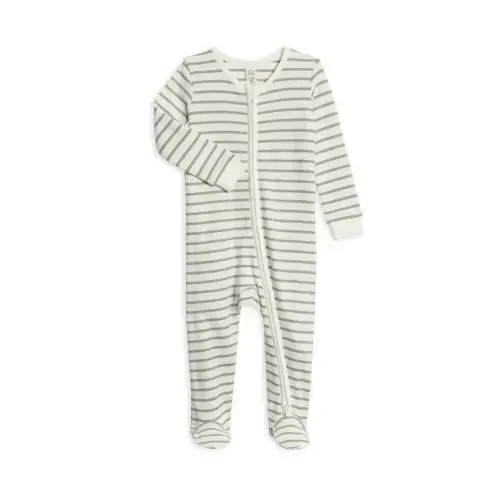 Colored Organics Peyton Zipper Sleeper - 0-3M, Vitto Stripe/Jade
