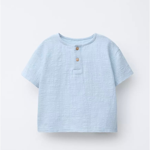 COMBINATION HENLEY SHIRT - Light blue | ZARA United States