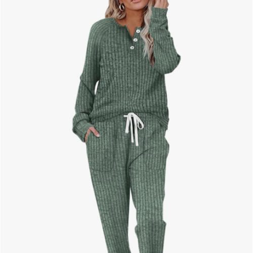 WIHOLL Two Piece Outfits for Women Lounge Sets Button Down Sweatshirt Sweatpants Sweatsuits Set with Pockets