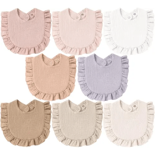8-Pack Muslin Baby Bandana Drool Bibs for Unisex Girls & Boys – 100% Cotton Bibs, Soft & Absorbent Teething and Drooling Essentials for Newborns