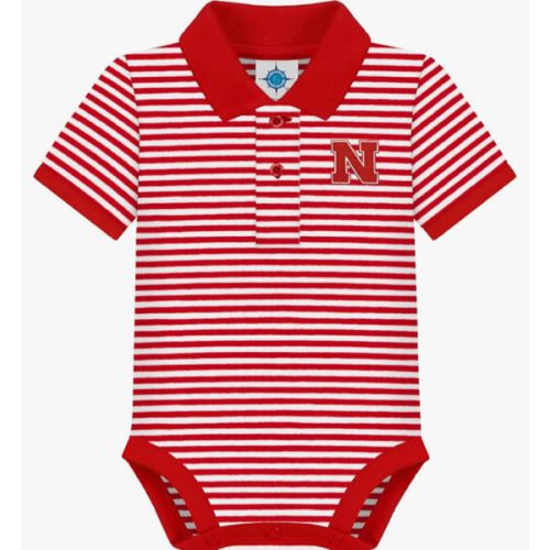 Creative Knitwear College Baby Striped Polo Bodysuit - Team Logo, Multiple Colors, for Boys & Girls (0-12 Months)