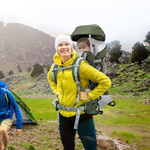 Qaba Lightweight Toddler Backpack Carrier Waterproof with Rain Canopy Comfortable Padded Straps