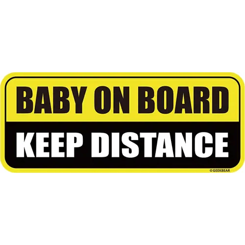 GEEKBEAR Baby on Board Car Magnet - Colorful, Reflective, Weather-Resistant - Rectangular 8.7 x 3.5 in (Yellow/Black)