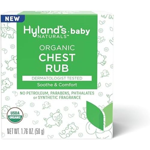 Hyland's Baby Organic Chest Rub, Soothe and Comfort, with Organic Lavender, Peppermint, and Chamomile Flower Oil, Safe and Gentle, Dermatologist Tested, 1.76 Oz, Infant