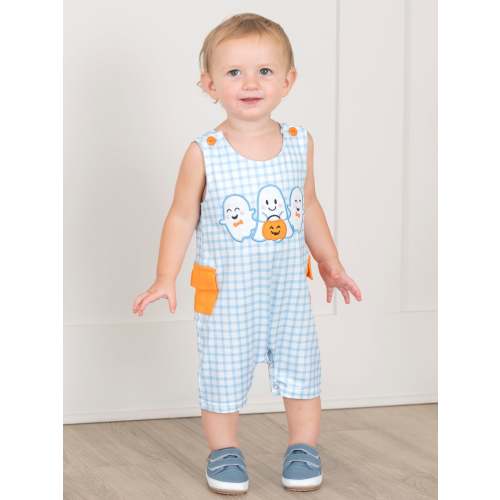 Blue Plaid Embroidered Ghost Pals Johnny