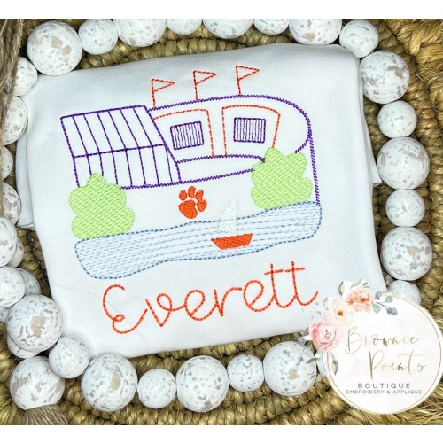 tiger stadium in the water shirt, purple and orange tshirt, romper, bubble