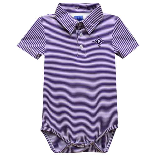Furman Paladins Embroidered Purple Stripes Stripe Knit Polo Onesie