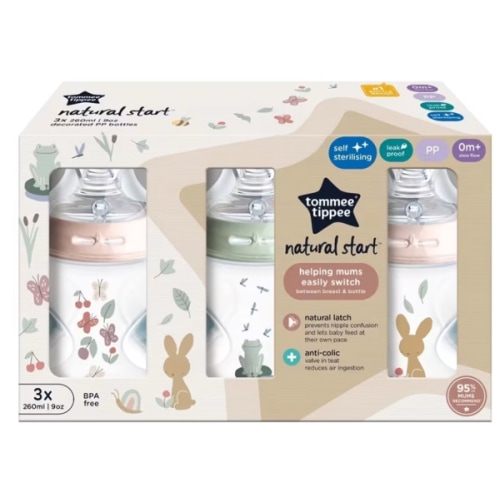 3 Pack Tommee Tippee Natural Start Decorated Baby Bottles