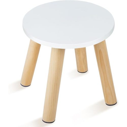 Wooden Step Stool for Kids, Children's Stool Matched Sensory Table, Children Sitting Stool with Assembled Four-Legged, Multi-Purpose Kids Chairs for Bathroom Kitchen Bedroom, Natural Anti-Slip, 1 Pack