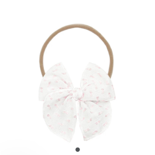 Heirloom Bow - Pink Swiss Dot Headband