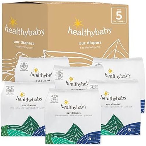 Our Diapers | The First EWG Verified & Microbiome-Friendly Diaper | Size 5 (27-35 lbs) 132 Count | 12-Hour Leak Protection | Made with Organic Cotton & Plant-Derived Materials | Totally Chlorine Free