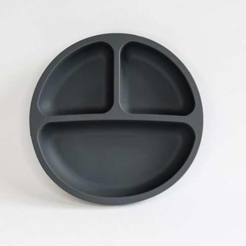 Babeehive Goods Suction Plate | Mealtime Made Mess-Free | Ideal Choice for Babies and Toddlers | Food-Grade Materials, BPA-Free | Home and On-The-Go Use, Hassle-Free (Charcoal)