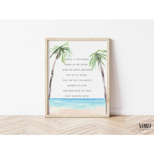 Rock-a-bye Baby at the Beach Sign, Nursery Printables, Beach Nursery Sign, Ocean Nursery Decor, Baby Room Decor, Nursery Sign, Nursery Decor
