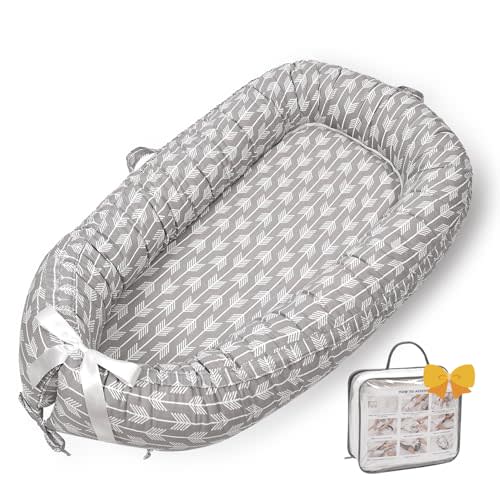 Baby Lounger-Baby Lounger for Newborn,Breathable & Soft Baby Nest Cover Co-Sleeping for Baby 0-24 Months, Babies Essentials Gifts Portable Infant Lounger,Bionic Design Baby Lounger(Arrow)