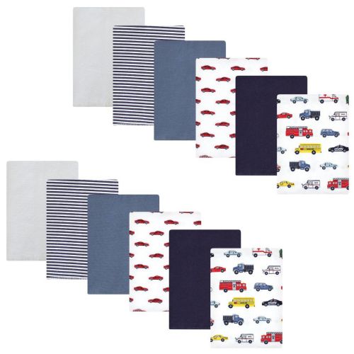 Hudson Baby Infant Boy Cotton Flannel Burp Cloths Bundle, Going Places, One Size
