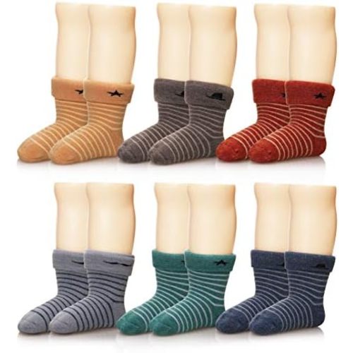 Eocom 6 Pairs Children's Winter Thick Warm Wool Socks Soft Kids Toddler Baby Girls Boy Thermal Crew Socks