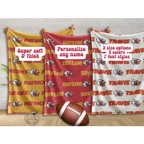 Personalized Kansas City Chiefs Blanket, Custom Velveteen Plush Blanket, Chiefs Inspired Throw, Kansas City Fan Gifts, KC Football Lover