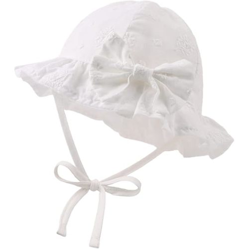 Bow Baby Girls Summer Hat Flower Toddler Girls Sun Hat Cotton Breathable Infant Hat