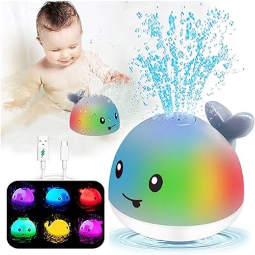 Light Up Baby Bath Toys - Pool Water Table Infant Baby Toy 6-12-18 Months Toddler Bath Toys for Kids Ages 1-3 Whale Bath Toy Sprinkler Bathtub Fountain Toy 1st Birthday 1 2 Year Old Boys Girls Gifts