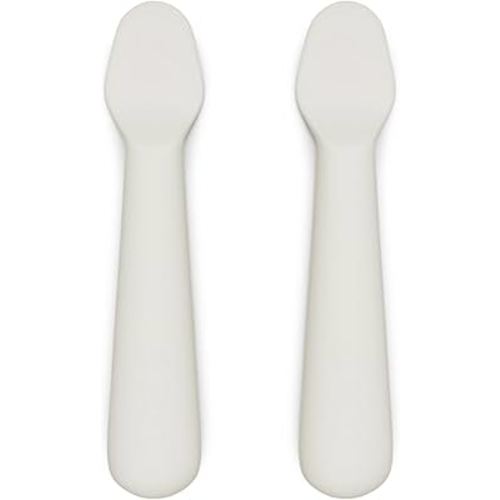 Lalo Little Spoon Set - 2 Piece Baby Spoons Set for Infants & Babies - Made From Food Grade Silicone Dishwasher Safe - Baby Feeding Essentials for Early Stage Mealtime - Oatmeal