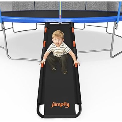 jumpfly Trampoline Slide Ladder Universal Trampoline Ladder with Handles Strong Tear Resistant Fabric Trampoline Accessories for Kids Toddler Climb Up & Slide Down, Orange