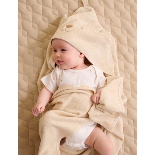 Beige Hooded Bear Towel - Baby Homewares - Purebaby - Purebaby