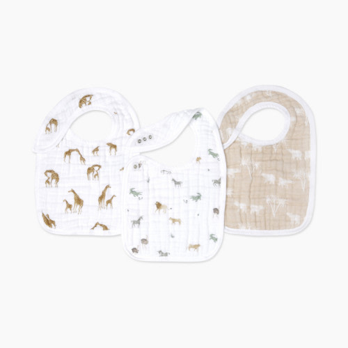 Aden + Anais Organic Muslin Snap Bibs (3 Pack) - Safari Dreams