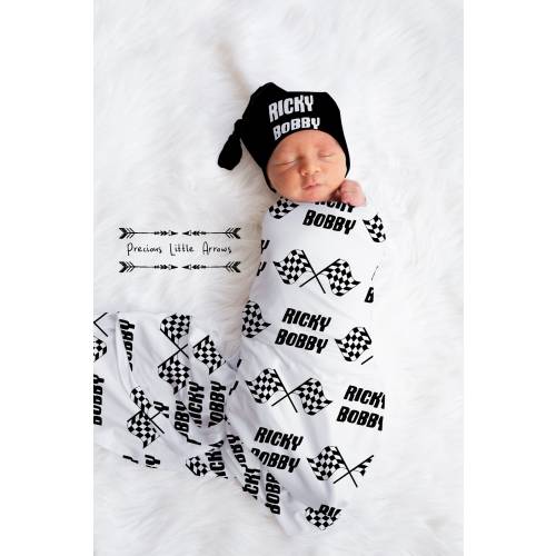 Personalized Racing Swaddle Blanket/ Racing flags baby blanket/ baby boy personalized gift/ racer baby bedding/ nursery decor / custom boys