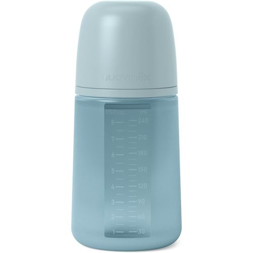 Suavinex Flexible Silicone Baby Bottle, Medium Flow, 8oz, Immensity Blue
