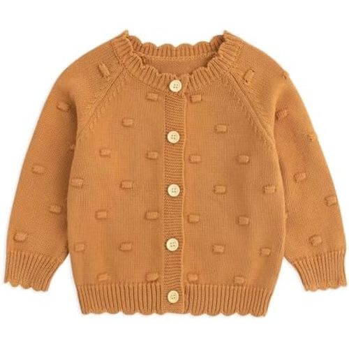 Simplee kids Baby Girl Knit Cardigan Sweater Cream Cotton Autumn Coat