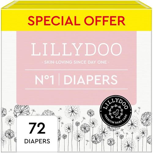 Baby Diapers - Size 1 (4-11 lbs), Half-Monthly Supply (72 Count), Leak Protection, Skin-Friendly, Ultrasoft, Perfume- & Chlorine-Free, Hypoallergenic, dermatologically Tested, Oeko-TEX®