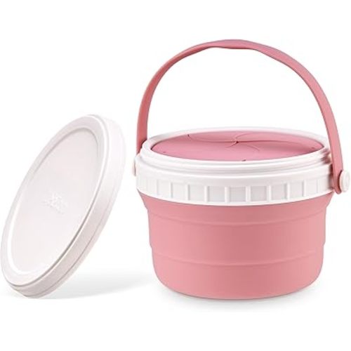 No Spill Silicone Toddler Snack Containers, Detachable Silicone Flap for Filling&Cleaning, Crumb-Free Hard Plastic Screw Travel Lid, Ultra-Soft for Baby Kids Hand In-Out, Snack Cup Holder 12 oz