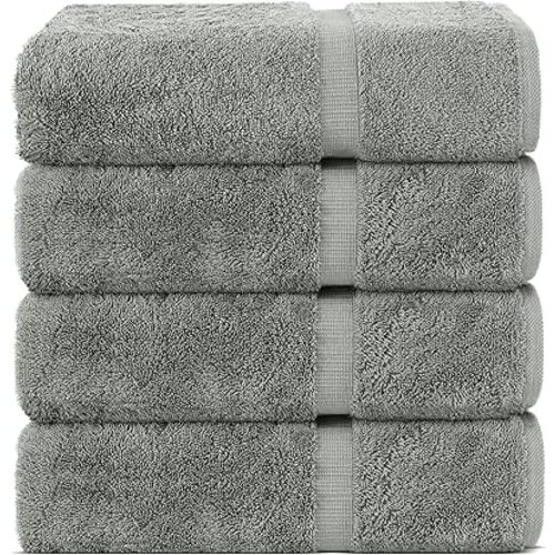 Chakir Turkish Linens | Hotel & Spa Quality 100% Cotton Premium Turkish Towels | Soft & Absorbent (4-Piece Bath Towels, Gray)