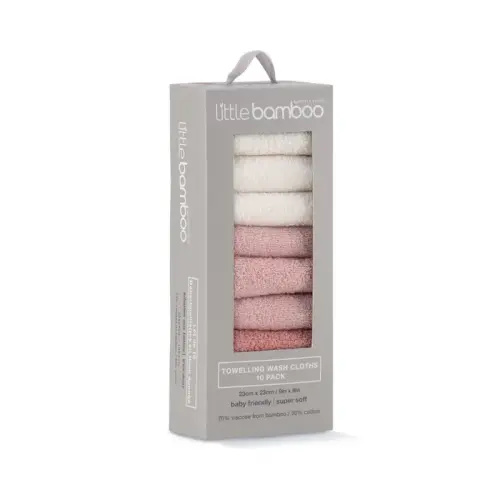 Lil Bamboo 10 Pack Washer Towelling Dusty Rose | Baby Bunting AU