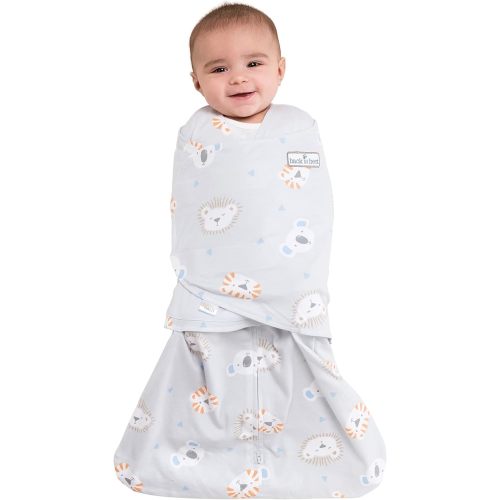 HALO 100% Cotton Sleepsack Swaddle, 3-Way Adjustable Wearable Blanket, TOG 1.5, Multicolor Lions, Tigers, and Bears, Newborn - Newborn (Pack of 1)