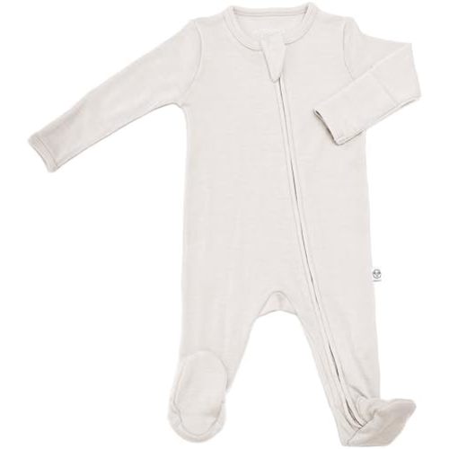 Woolino Toddler Footie Sleeper, Merino Wool Baby Pajamas, Baby Footed One-Piece Sleeper Jumpsuit, Front Zip Footie Romper for Boy & Girl, Unisex, 0-3m, Oat