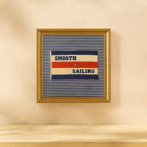 Smooth Sailing - Framed - Vintage Nautical Flag Giclee Print - 8x8" - Coastal, Cottage, Nursery, Boys Room