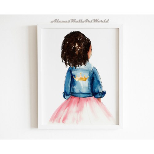 Black Girl Magic, Young Queen Art Print, Personalized Princess Printable, African American Toddler Girl Bedroom Wall Art, Teen Girl Room Art