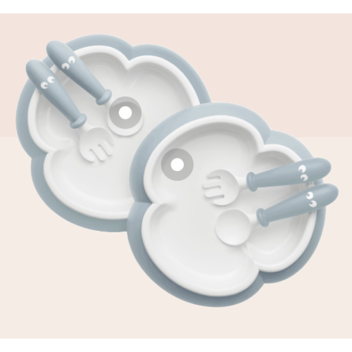 BabyBjörn Baby Plate, Spoon and Fork, 2 sets (Powder Blue)