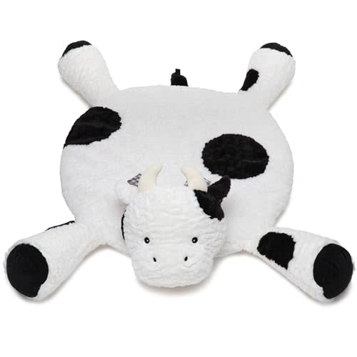 Bearington Lil' Gilly 30 In Cow Tummy Time Mat - Cow Baby Blanket - Pillow for Baby